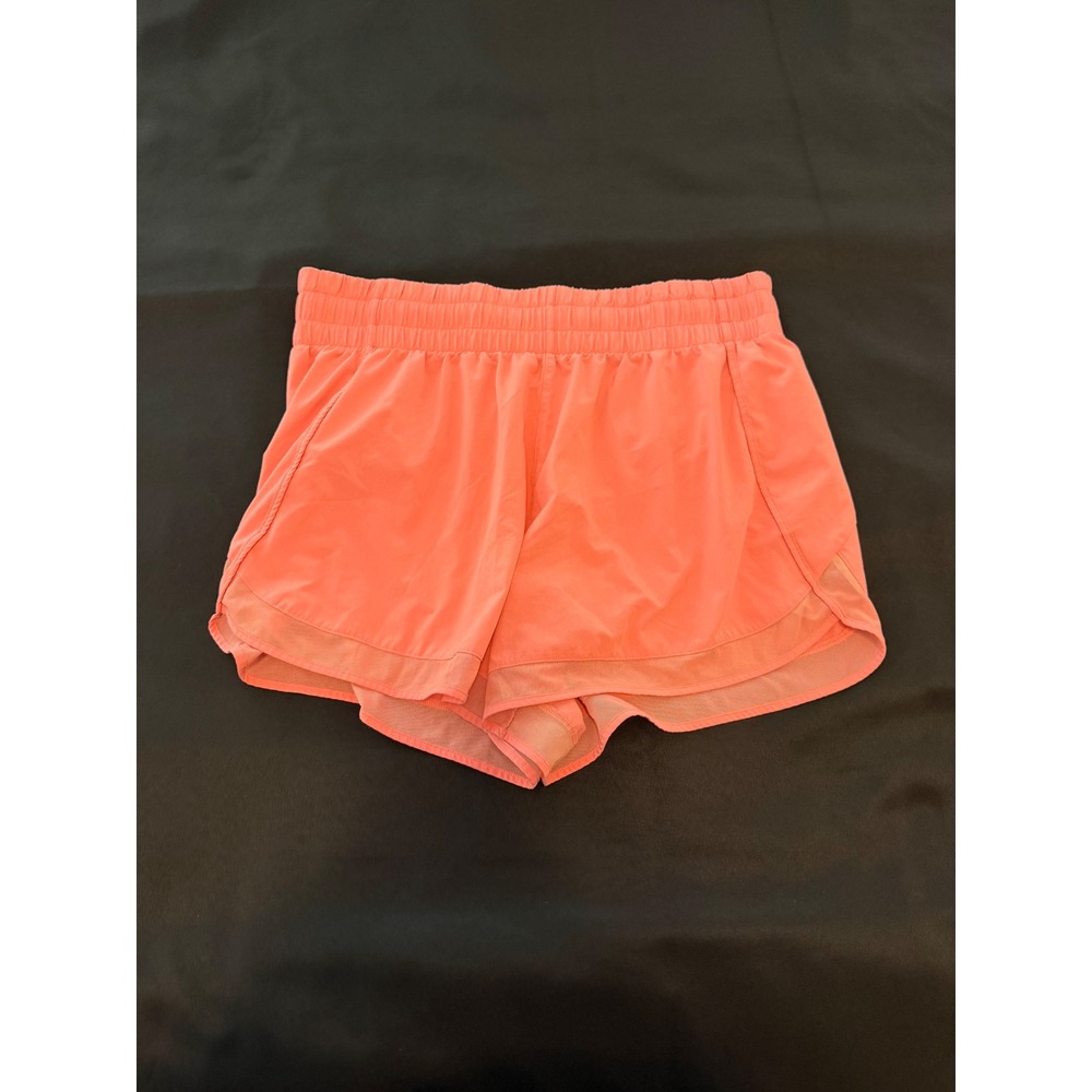 Athleta High Rise Mesh Racer Run 3 Short Coral Pink Womens Large L Activewear